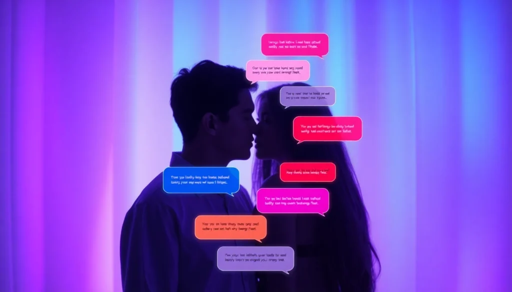 Engaging porn AI chat interface with playful exchanges in a dimly lit, intimate atmosphere.